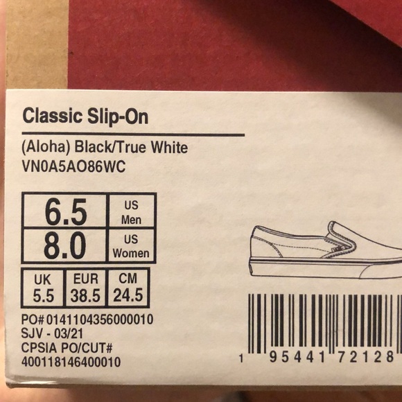 Vans Aloha print Slip-on Shoes M6.5 W8 - Picture 3 of 6